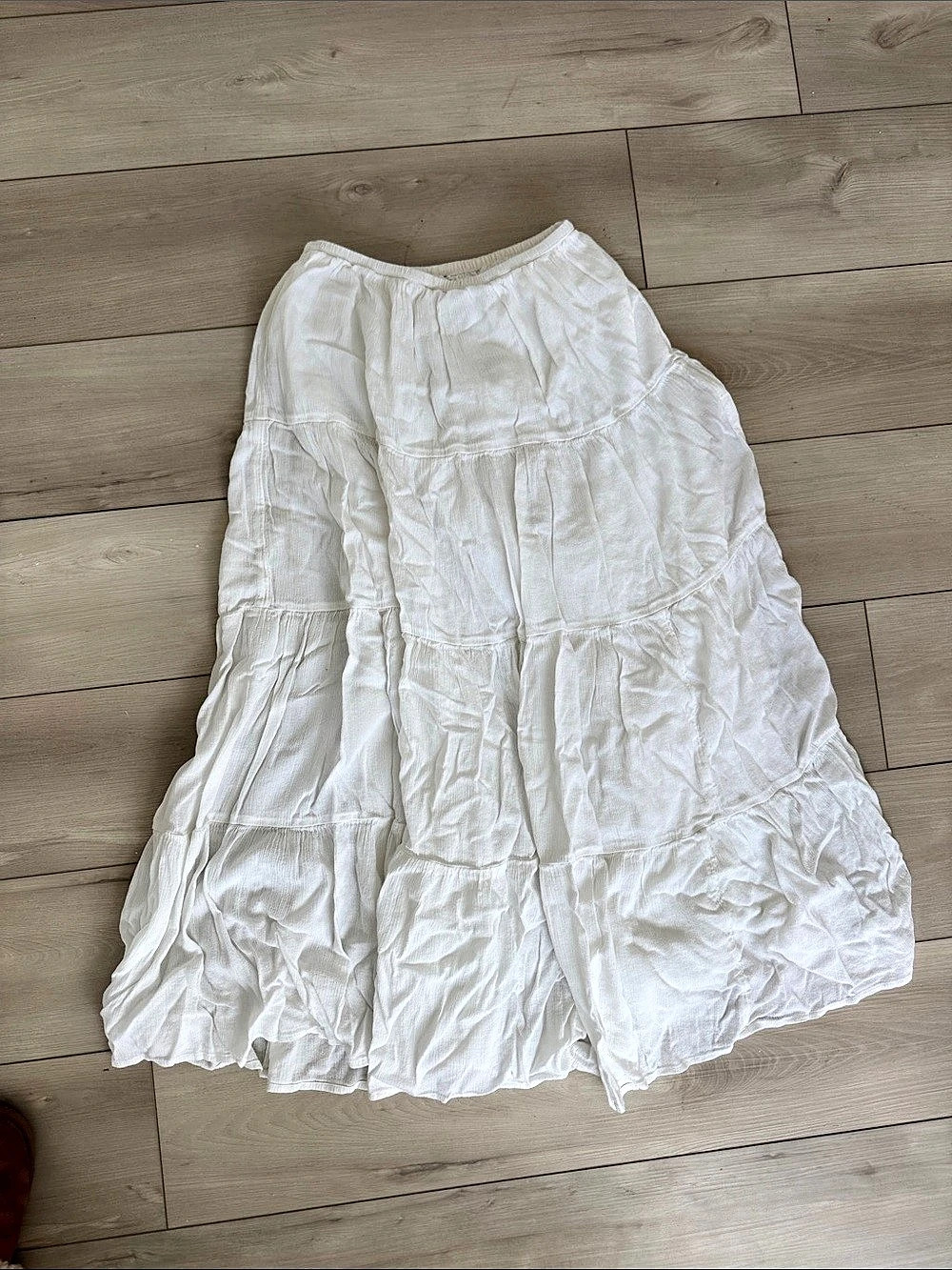 Aerie The New Essential Skirt White Tiered Maxi Skirt